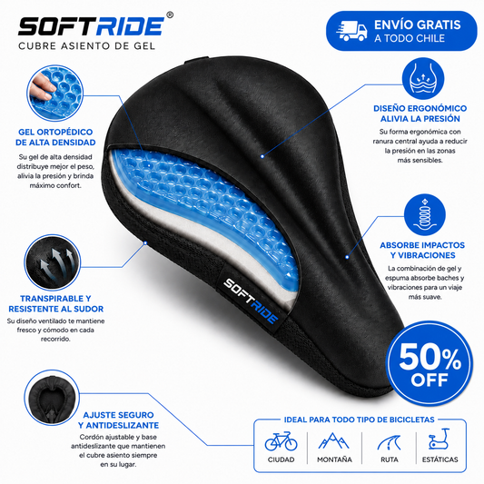 SoftRide® | Cubre Sillín de Gel Ortopédico