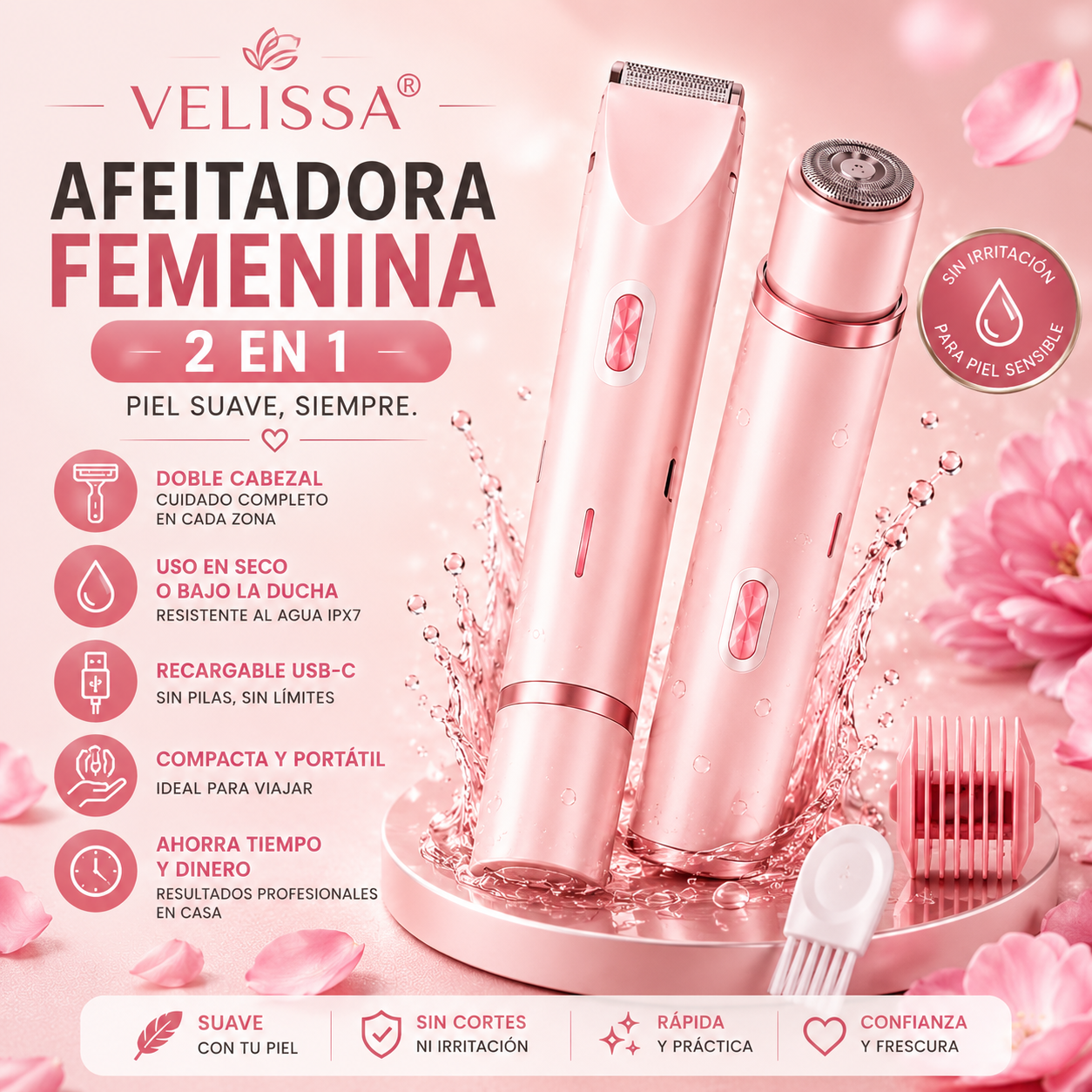 VELISSA® Afeitadora Íntima 2 en 1